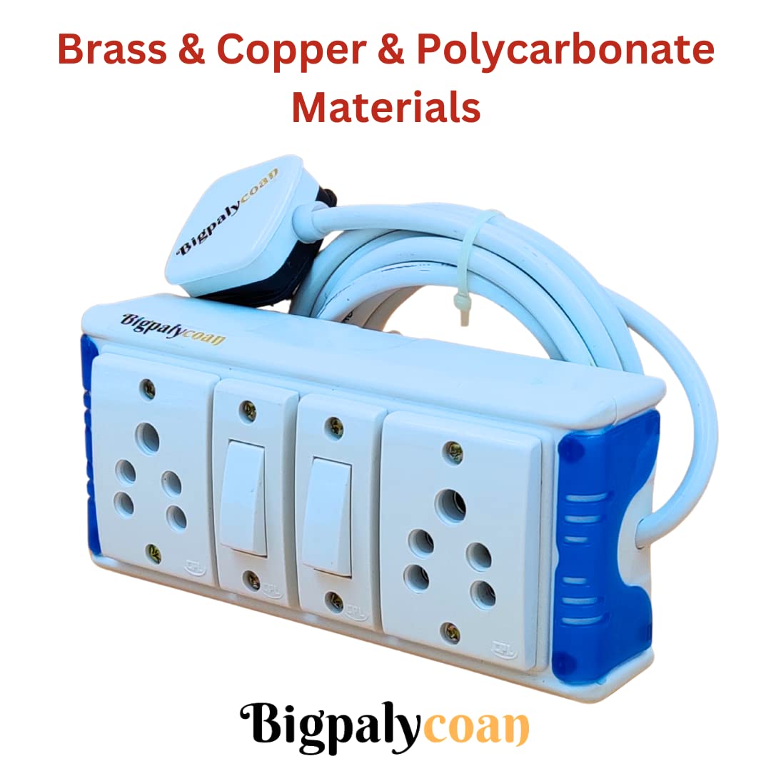 Bigpalycoan 2 Way Extension Multi Outlet Electrical Switch Board with Individual Switch Heavy Duty 2 metre Cord (Max. Rating 1200W- 230V) PVC Blue/Green-White - Image 3