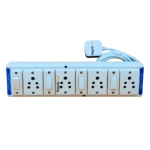 Bigpalycoan 4 Way Power Strip Extension Board with Individual Switch Heavy Duty 2 metre Cord (Max. Rating 1200W- 230V) PVC Blue-White