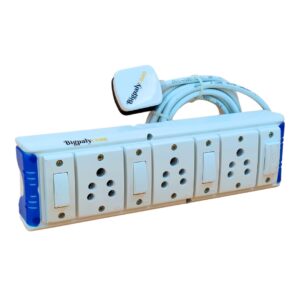 Bigpalycoan 3 Way Electric Multi Outlets Power Strip with Spike Guard Heavy Duty 2 metre Cord (Max. Rating 1200W- 230V) PVC Blue/Green-White